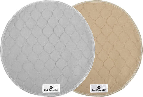 Pet Parents Washable Round Whelping Pads (2 Pack) 17" Circle Premium Pee Pads for Dogs, Waterproof & Reusable
