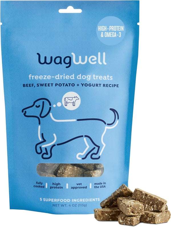 WagWell Freeze Dried Dog Treats, Beef + Yogurt + Sweet Potato Flavor