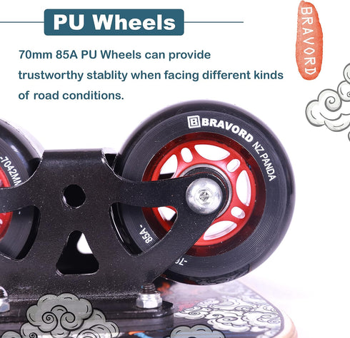 NZ Panda Roller Road Drift Skate with Cool Maple Deck, Anti-Slip, PU Wheels, and High-Speed Bearings.