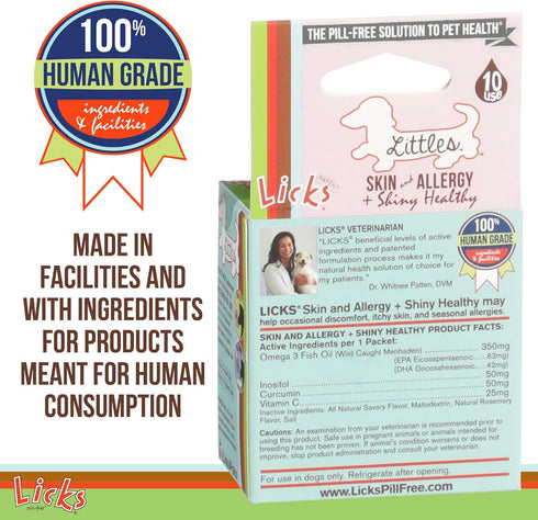 Licks Pill-Free Omega 3 Dog Allergy Relief for Small Breed - Vitamins & Supplements for Itch Relief - Gel Packets, 10