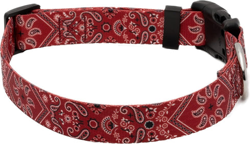 Country Brook Petz Deluxe Red Bandana Dog Collar, Made in The U.S.A., Rustic Designs (1 Inch, Medium)