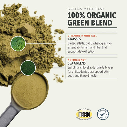 Green Rover - Greens for Dogs Powder with Organic Broccoli Sprouts, Fermented Spirulina and Sea Greens, Veterinarian