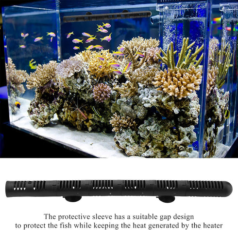 Aquarium Heater Guard Protector by Garosa, Heat-Resistant Fish Heating Rod Sleeve Heater Cover with Suction Cups