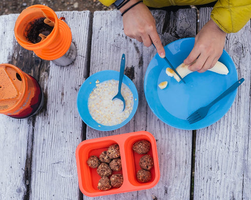 ustPackWare Set Backpacking, Dish with Mesh Bag, BPA Free Construction and Eating Utensils for Hiking, Camping, Travel