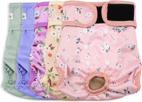 Female Dog Diapers 5Pcs - Premium Reusable Diapers for Doggie in Heat