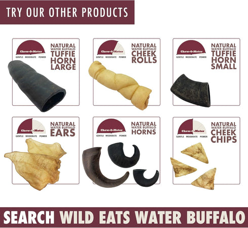 Water Buffalo Tuffie No Hide Dog Bones & Chews - All Natural, Grain Free Dog Treat for Aggressive Chewers (2 Pack,