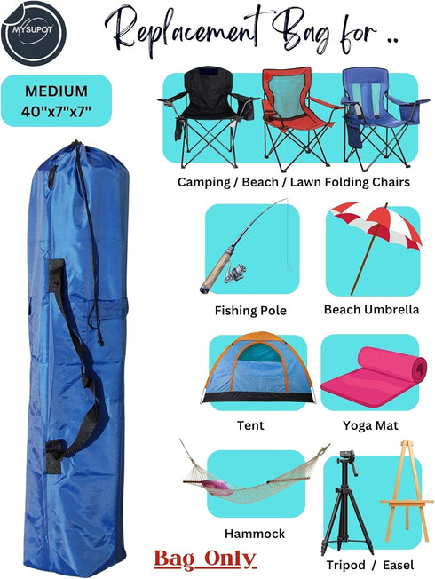 40"x7"x7" Hammock, 420D (Blue, M) Replacement Bag for Folding Camping Chair, Camp Chairs, Yoga Mat, Beach Chair