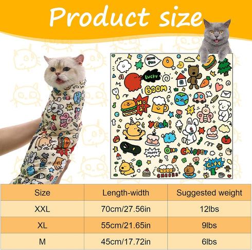 hurifeng 9lbs,21.65 21.65IN) Cat Grooming Wrap Self-Adhesive Anti-Scratch Swaddle Restraint Bag for Stress-Free Nail