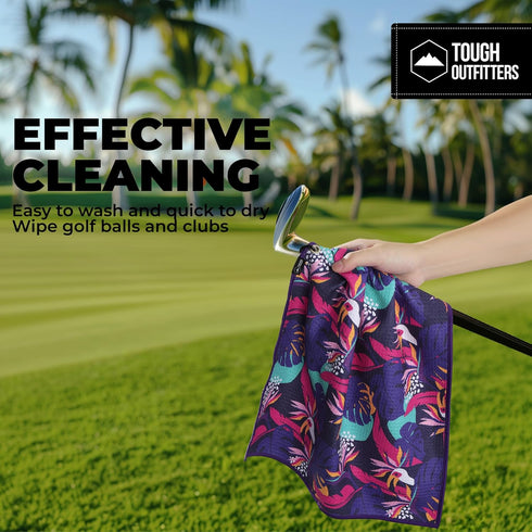 Tough Outdoors Golf Towel (15"x 25") - Microfiber Golf Bag Towel with Clip for Men & Women