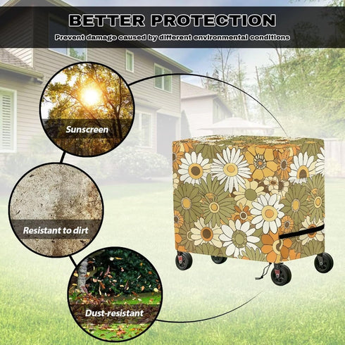 Puxucrazy 52L 19W 32H inch Hippie Flower Cooler Cart Cover Patio Cooler Cover Tear-Resistant Ice Chest Protective