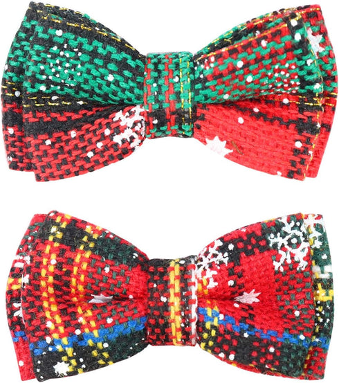 Joytale Upgraded Christmas Cat Collar with Bells, Breakaway Bow Tie, 2 Pack Safety Plaid Kitten Collars