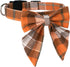 ADOGGYGO Fall Dog Collar with Bow, Adjustable Cotton Orange Bowtie for Small Dogs, Halloween Thanksgiving (Small, Fall)