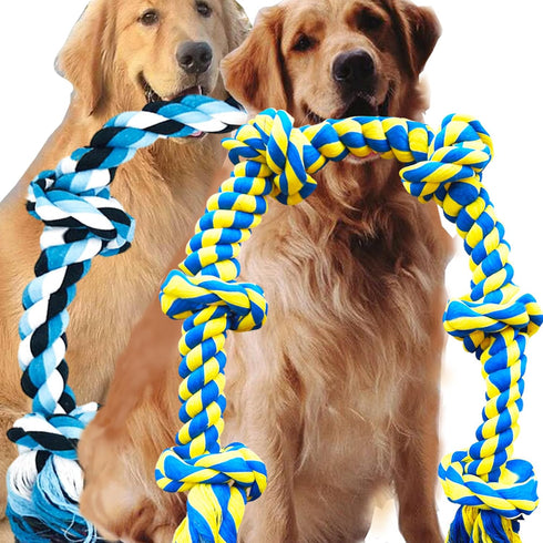 6 Knot 2 Pack 3.6 Feet Giant Large Dog Chew Rope Toy for Aggressive Chewer Tug of War