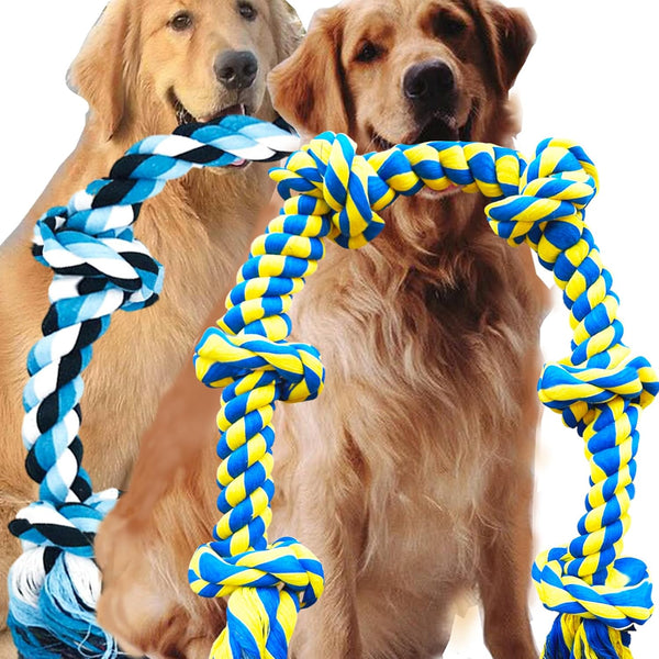 6 Knot 2 Pack 3.6 Feet Giant Large Dog Chew Rope Toy for Aggressive Chewer Tug of War