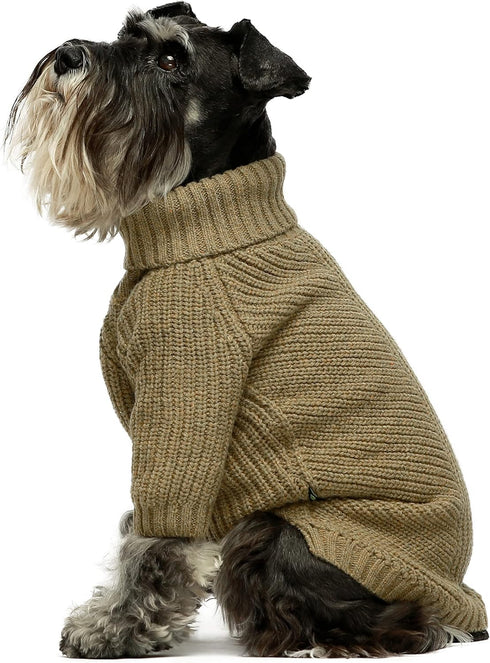 Fitwarm Thermal Knitted Dog Sweater, Sage Green, X-Large, Doggy Winter Coat, Turtleneck Jacket, Pet Clothes