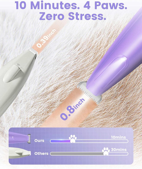 Trimmer 35dB Trimmers 2 PAPMINI Dog Paw with LED Light, Low Noise Paw for Dog's Feet, Speed Safety Electric Dog