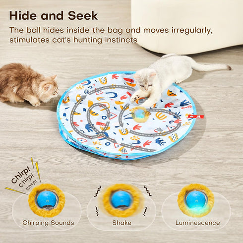 28 Inch Potaroma Interactive Cat Toys, Fast Moving Ball in Play Mat, Automatic Motion Activated Ball Hide and Seek