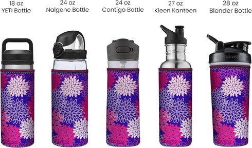 Koverz Water Bottle Carrier - 24-30oz 750ml with Shoulder Strap, Insulator - Midnight Mums
