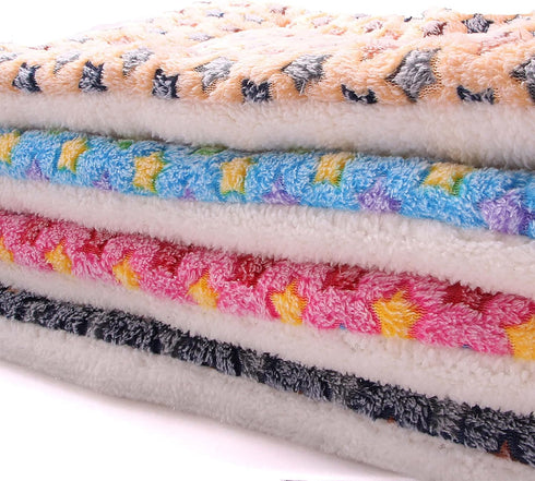 FJWYSANGU Fluffy Pet Cat Blanket, Soft Coral Velvet Puppy Cushion Mat, Warm Cover Pad in Dark Blue
