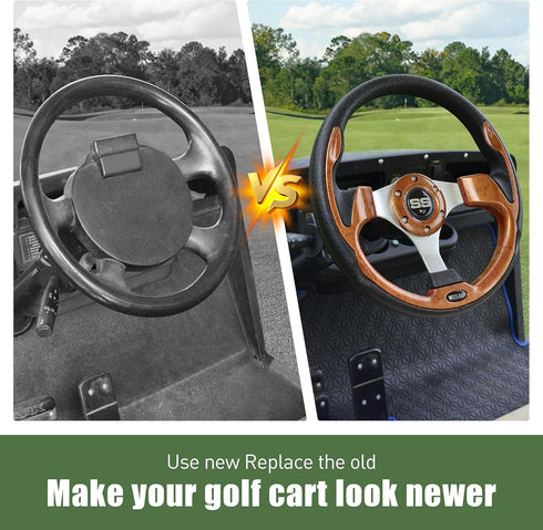 Golf Cart Steering Wheel for EZGO YAMAHA Club Car Precedent Most Golf Carts Wood Grain