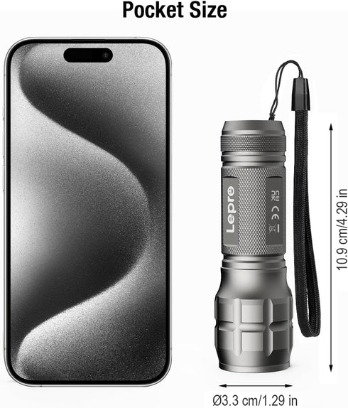 Lighting EVER LED Flashlights High Lumens, Small Flashlight, Waterproof, Adjustable Focus Flash Light for Outdoor