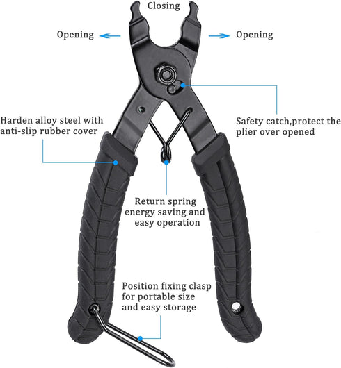 Oumers 2 in 1 Bike Master Link Plier Tool, Bicycle Chain Quick Link Opener-Closer Remover for All Speed Chain Repair