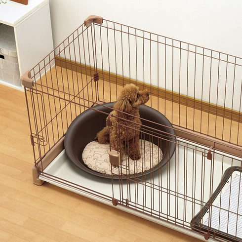 Richell Oval Pet Bed for Small Dogs & Cats, Brown, Flexible Waterproof Plastic Frame, Washable Polyester Cushion, 16.5