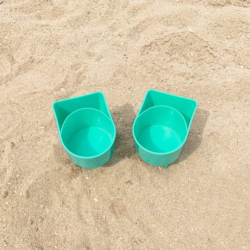 Home Queen Beach Cup Holder with Pocket, Multi-Functional Sand Cup Holder for Beverage, Phone, Sunglasses, Keys