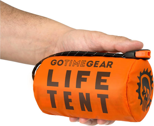 Go Time Gear Life Tent Emergency Survival Shelter, 2 Person Tent, Use as Survival Tent, Includes Whistle & Paracord.