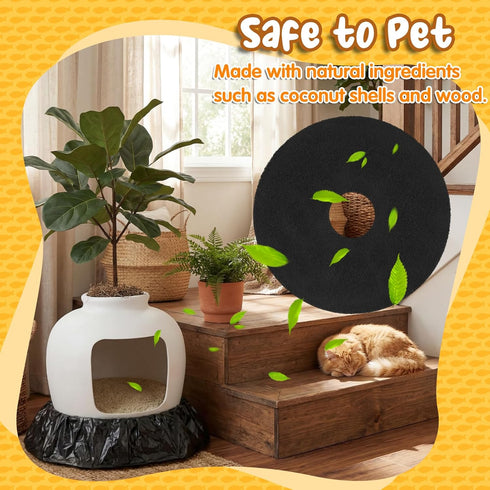 50 Pack 6 X5 Eaasty Disposable Cat Litter Box Liners with Carbon Filters Compatible with Popur Self-cleaning Hooded