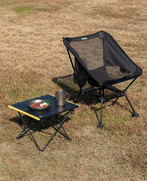 iClimb Ultralight Compact Camping Folding Table with Carry Bag (Black - S)