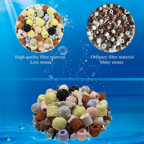 15 in 1 Aquarium Filter Media Bio Balls, Ceramic Rings, 500g Mesh Bag with Zipper, 2 Packs