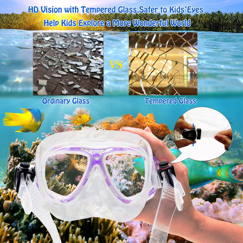 Set Packages, Swimming Kids Mask Fins Snorkel Snorkeling with Diving Mask, Snorkel, Adjustable Swim Fins, Mesh Bag