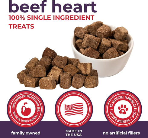 3 oz Momentum Carnivore Nutrition Freeze-Dried Beef Heart Dog Treats & Cat Treats Single-Ingredient, High-Protein