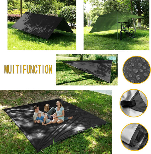 Oversized Rain Rope Tarp and Camping Hammock with Mosquito Net, Portable Single Double Hammock Set for Outdoor