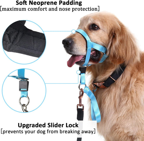 BARKLESS Soft No-Pull Head Collar for Dogs, Adjustable Halter Harness for Easy Training & Walking