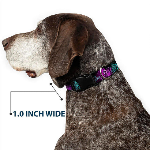 Dog Collar Plastic Clip, Harley Quinn Pow Aiming Poses Joker, 11 to 17 Inches, 1.0 Inch Wide