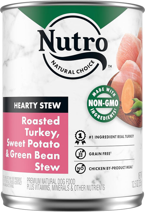 NUTRO HEARTY STEW Adult Natural Grain Free Wet Dog Food - Cuts in Gravy, Roasted Turkey, Sweet Potato & Green Bean