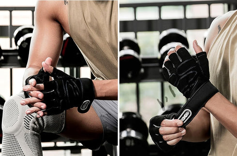 SUJAYU Workout Gloves, Gym Gloves for Men, Wrist Wraps Lifting Wrist Wraps Gloves for Working Out, Hand Out Gloves
