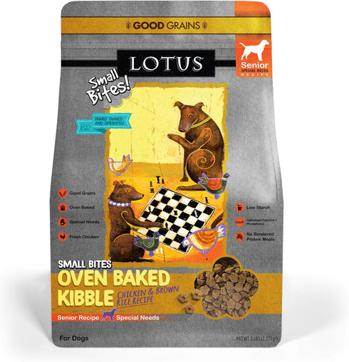 Lotus Small Bite Dry Senior Dog Food, Chicken, 5 Lb