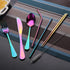 Travel Utensils Set with Case - Reusable Portable Cutlery Set, Stainless Steel 8pcs Including Knife, Fork, Spoon, Straws