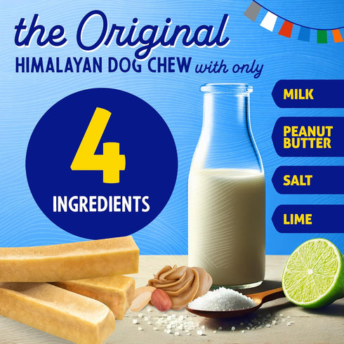 Himalayan Dog Chew Original Yak Cheese Chew - Peanut Butter, 1 Medium Stick, Gluten Free, Healthy Treats