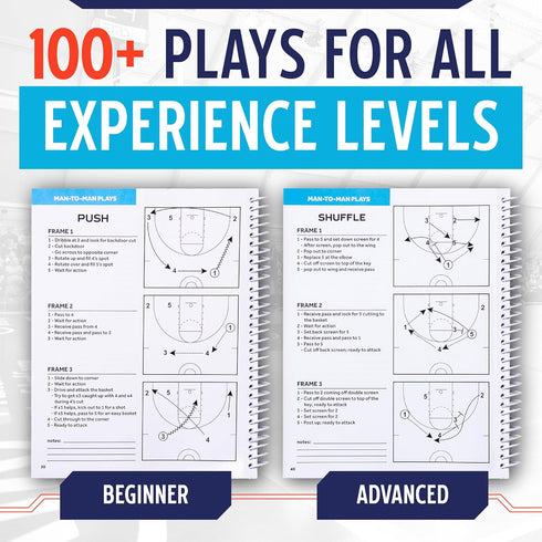 100+ Murray Sporting Goods Basketball Playbook - Coaches Journal Notebook with Over Plays - Perfect Coaching Equipment