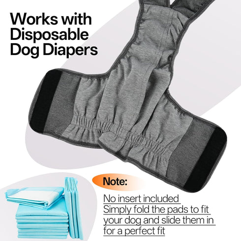Lelepet Dog Diapers Female Washable, Reusable Puppy Doggie Pet Panties for Dogs in Heat, Adjustable Dog Diapers