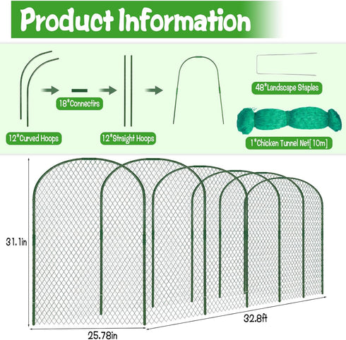 BOUTICOL 2.1 32.8 x FT Portable Chicken Tunnel - Outside Chicken Coop Tunnel, Quick Install Yard Coop for Chicken