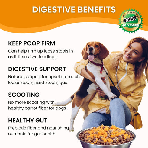 Olewo Original Carrots for Dogs - 1 lb Fiber Dog Food Topper for Digestive Health & Skin Support