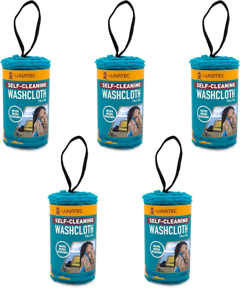 Lunatec Self-Cleaning Washcloth. A Camping & Travel Essential. Quick Drying, Light Exfoliator,