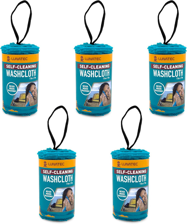 Lunatec Self-Cleaning Washcloth. A Camping & Travel Essential. Quick Drying, Light Exfoliator,