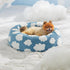 Lesure Donut Small Dog Bed, Round Cat Beds for Indoor Cats, Calming Pet Beds, Cute Modern Beds, 23 Inch, Blue
