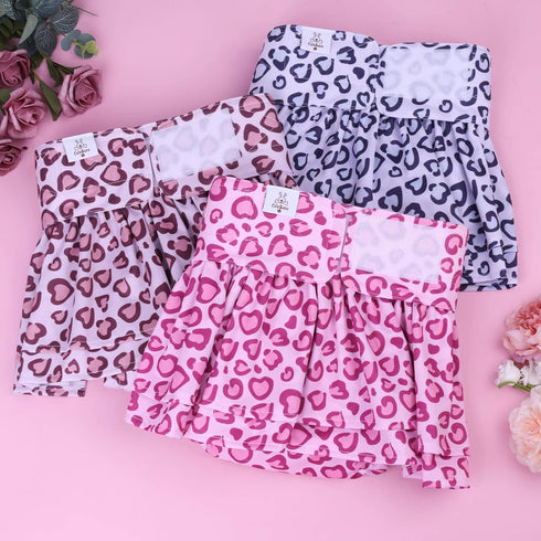 3 Pack QBD07L CuteBone Female Dog Diapers with Skirts Reusable Puppy Dresses Pants for Heat Cycle Period